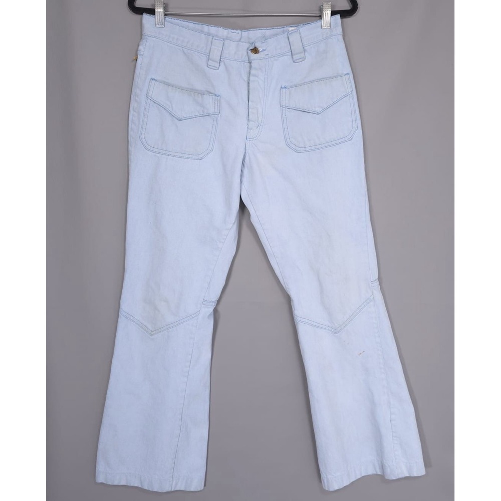FARAH VINTAGE 1970s Flare‎ Bell Bootcut Jeans MADE IN USA 30x29 Blue No Size Tag